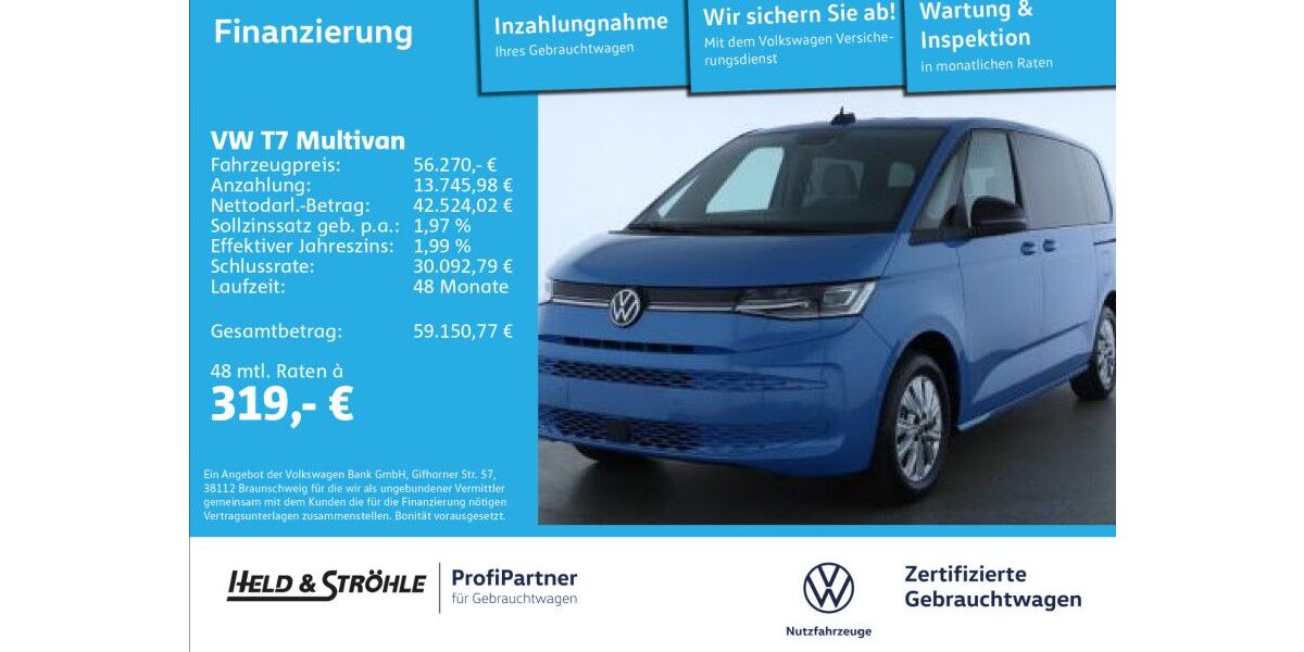 VW T7 Multivan 6.820 km 56.270 &euro; Ulm 89079