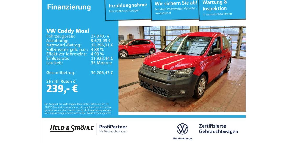 VW Caddy Maxi 63.742 km 27.360 &euro; Ulm 89079