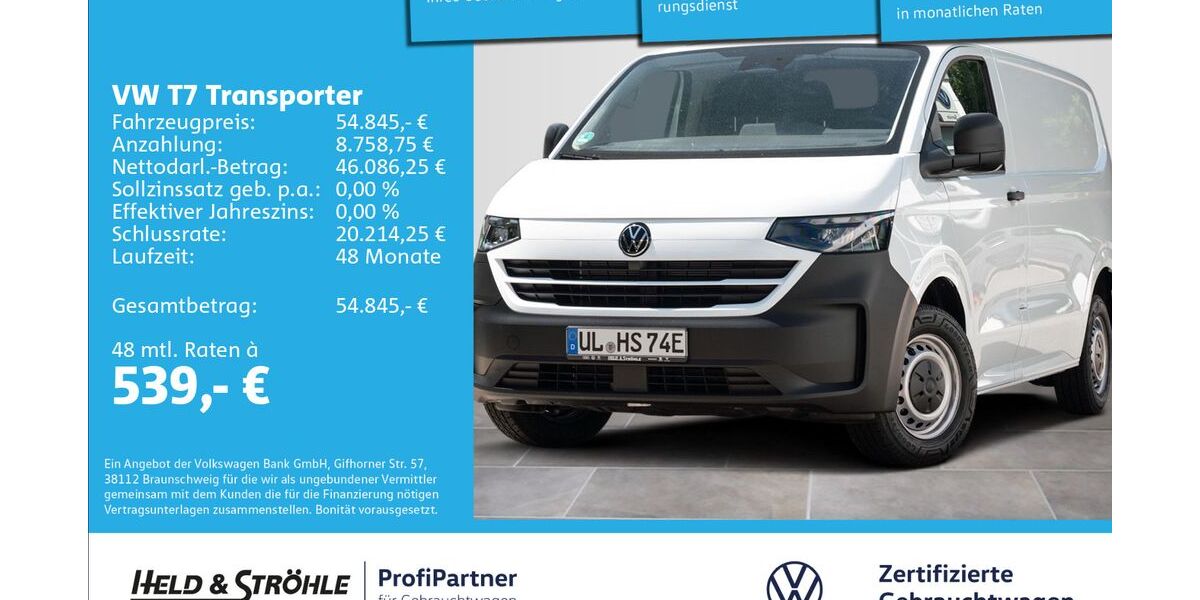 VW T7 Transporter 4.001 km 52.450 &euro; Ulm 89079